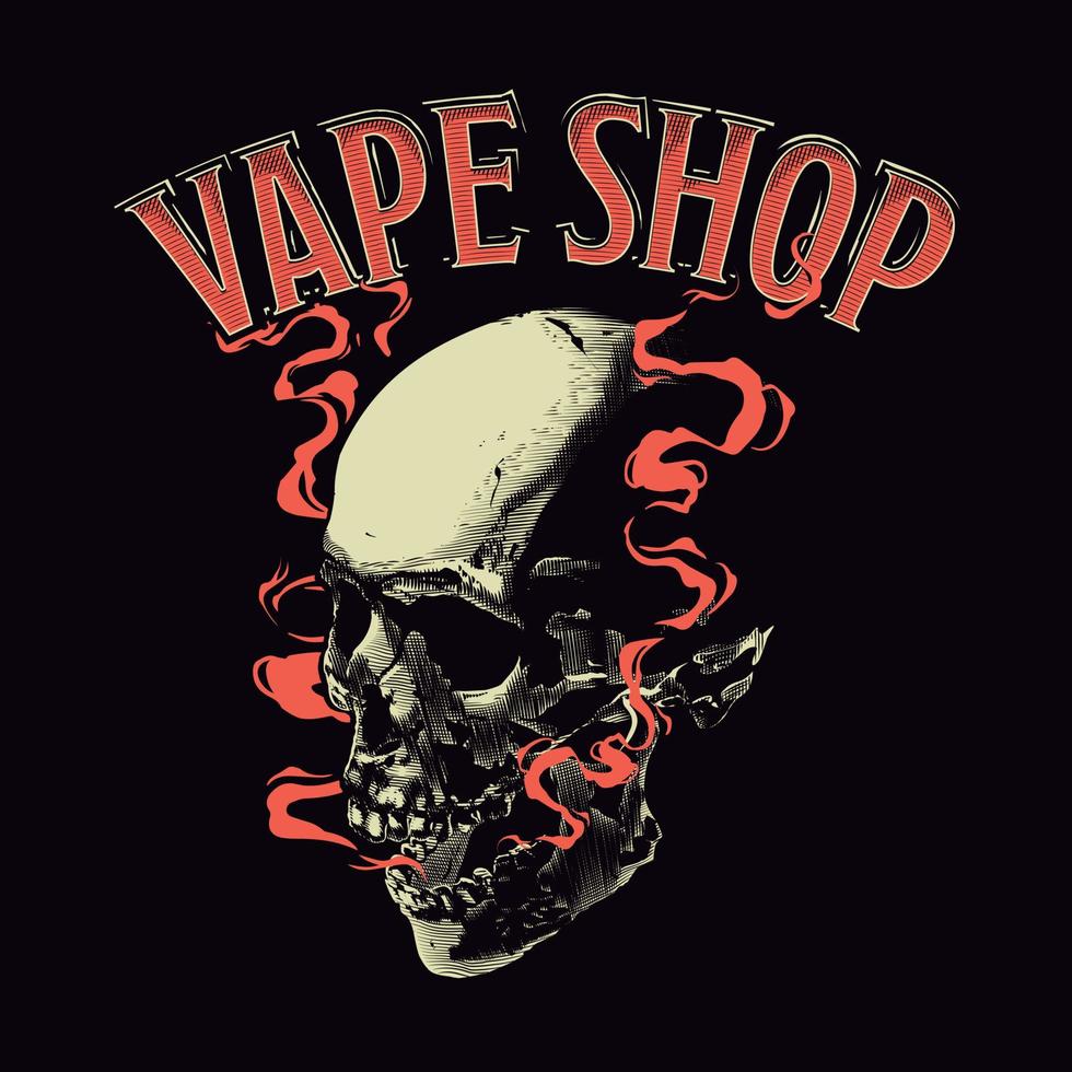 cráneo de tienda de vape, ilustración de vaper, tienda de vape, cráneo de vape, vector, ilustración. vector