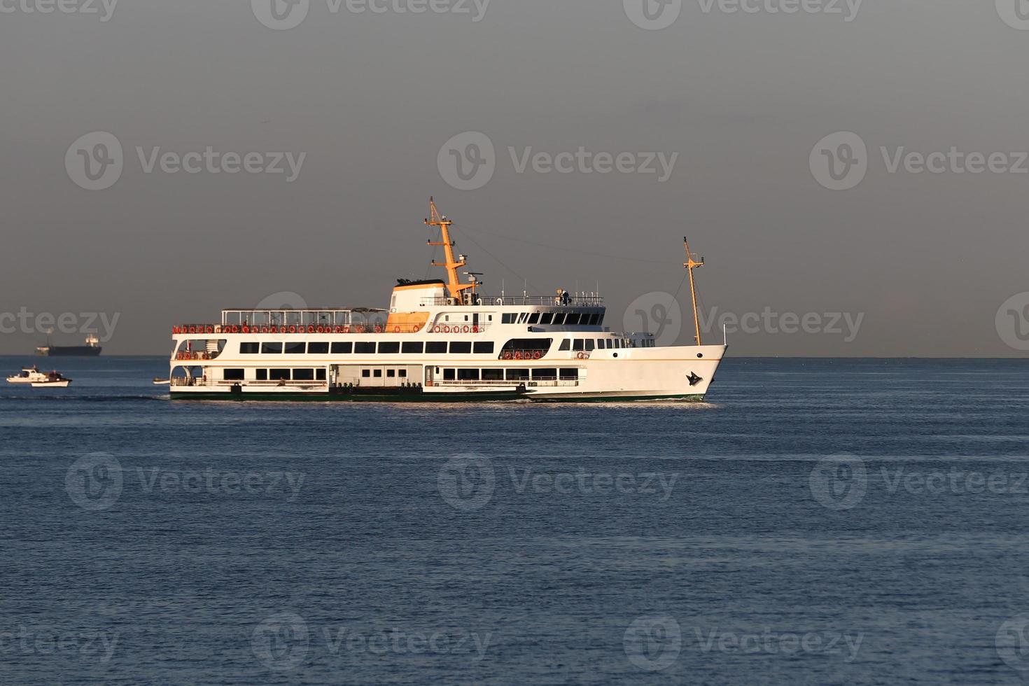 Ferry in Bosphorus Strait, Istanbul, Turkey photo