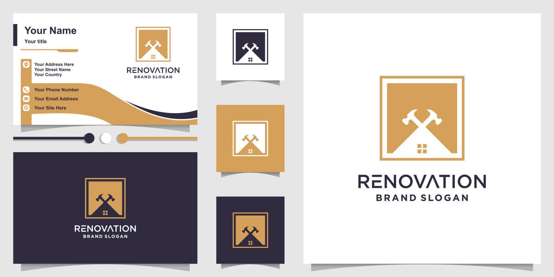 Renovation logo abstract with modern concept Premium Vector