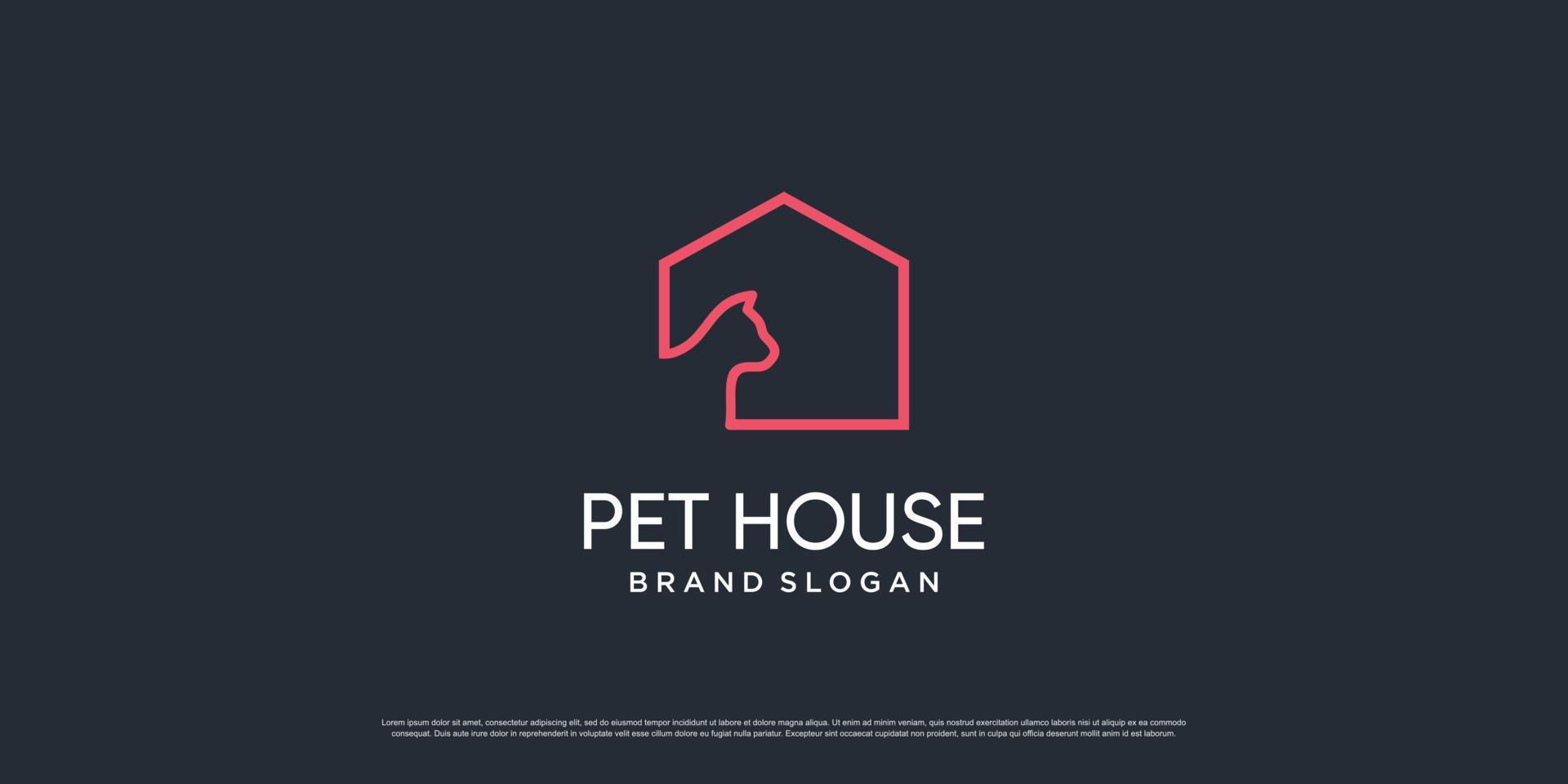 Pet logo with creative element with dog and cat object Premium Vector part 6