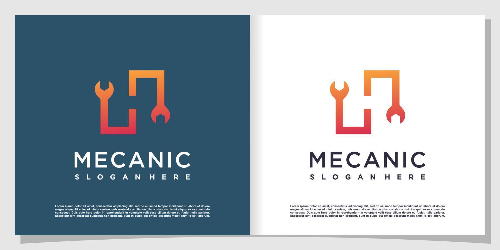 Letter H logo with mechanic concept Premium Vector