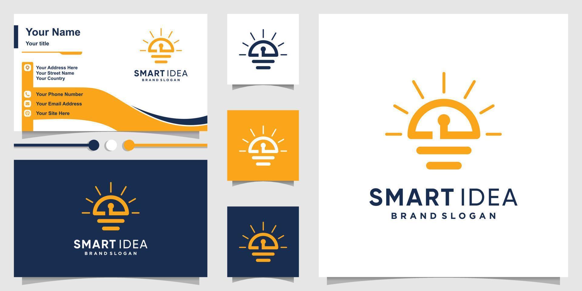 Smart idea logo with creative unique concept Premium Vector