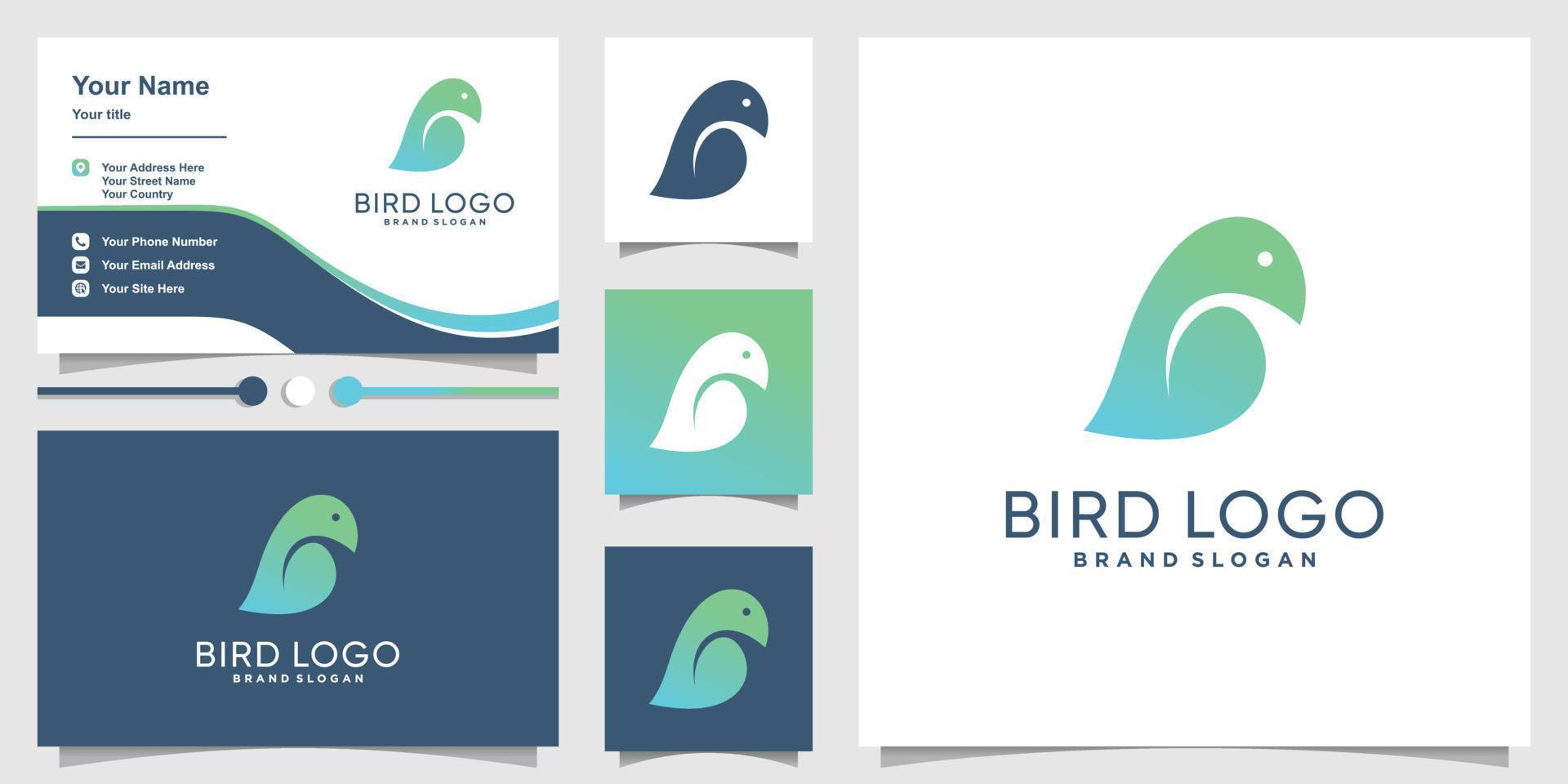 diseño de logotipo de pájaro con vector premium de concepto creativo