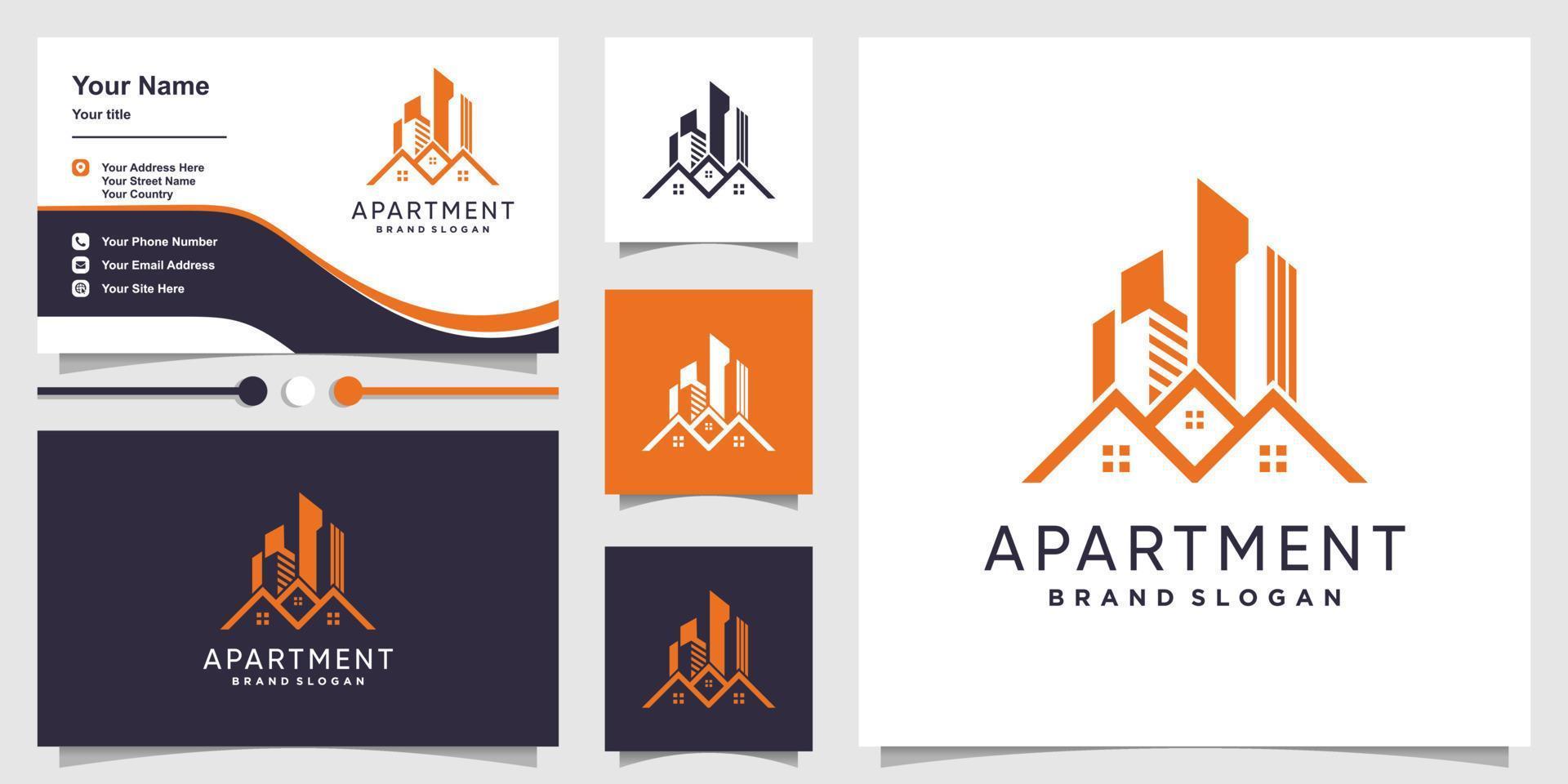 concepto de logotipo de apartamento con vector premium de estilo moderno