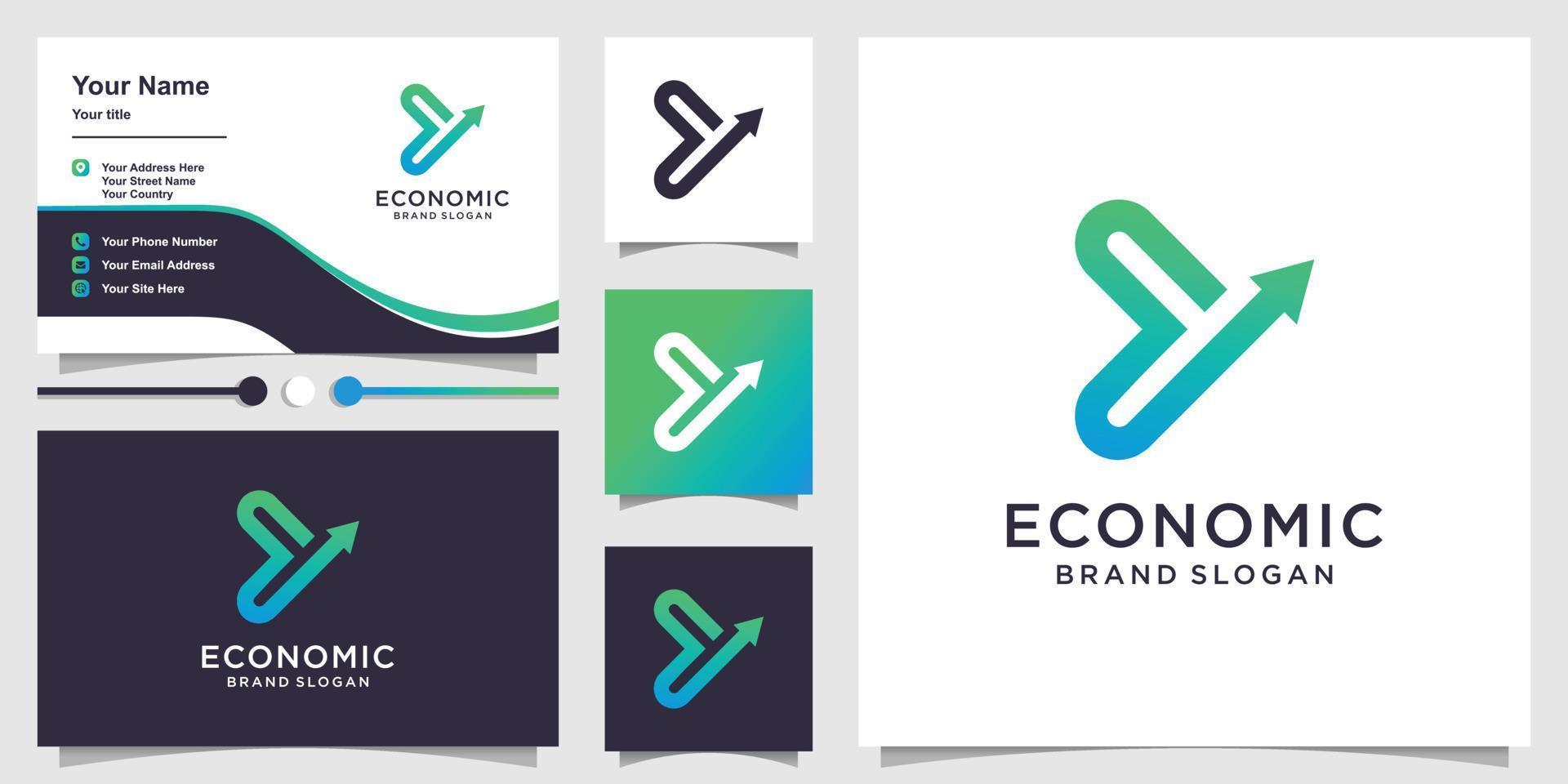 Economic logo with creative abstract element design Premium Vector