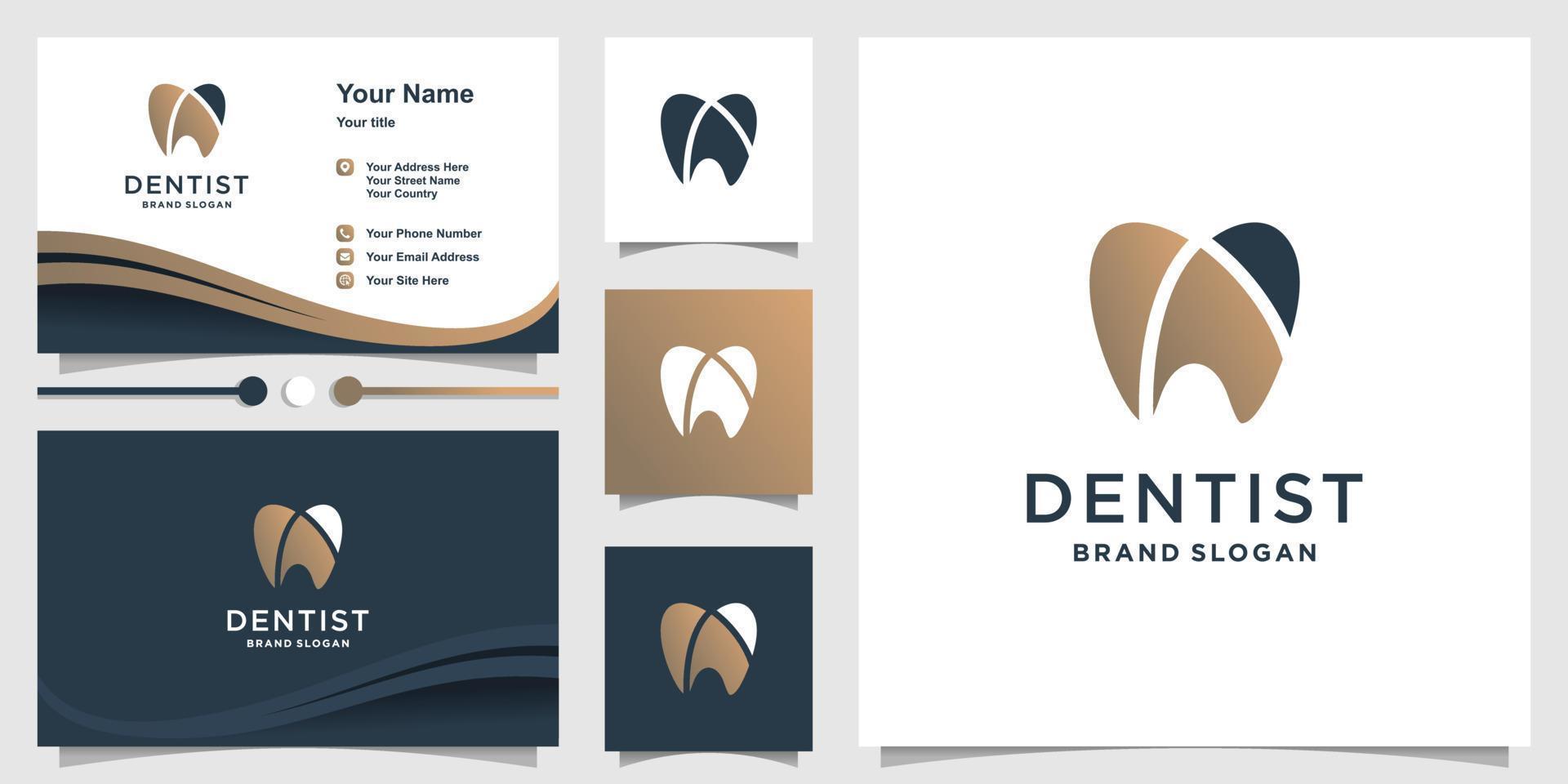 logotipo de dentista con vector premium de concepto creativo moderno