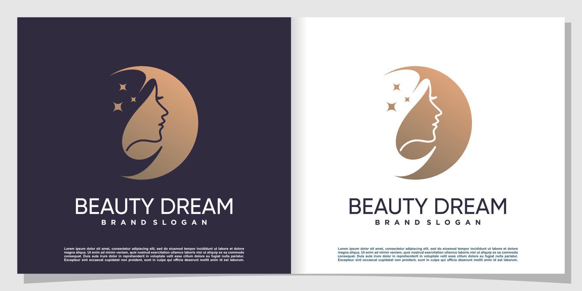 Woman logo with cool and beauty concept Premium Vector