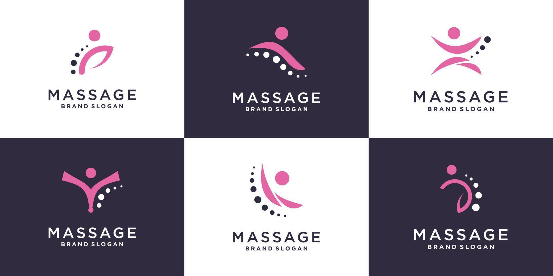 colección de logotipos de masaje con vector premium de elemento creativo