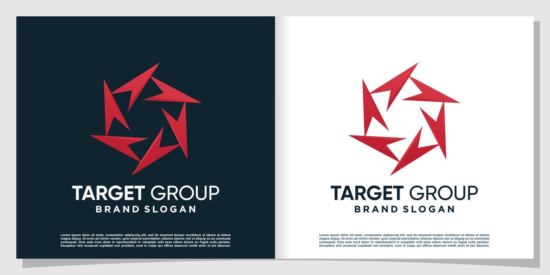 resumen del logotipo del grupo objetivo con vector premium de concepto de flecha