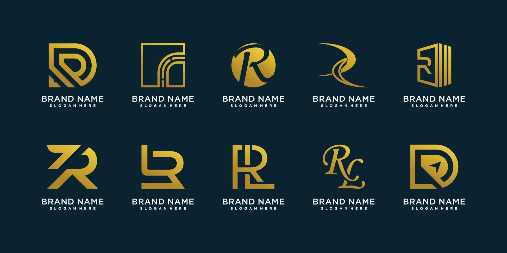 R logo collection with creative element style Premium Vector