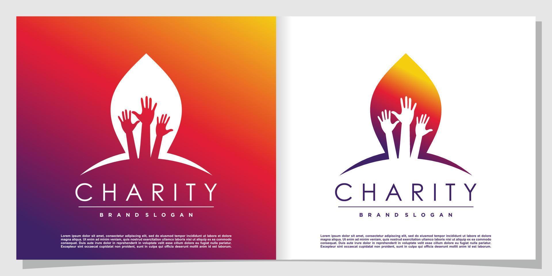 Charity logo with creative abstract style Premium Vector