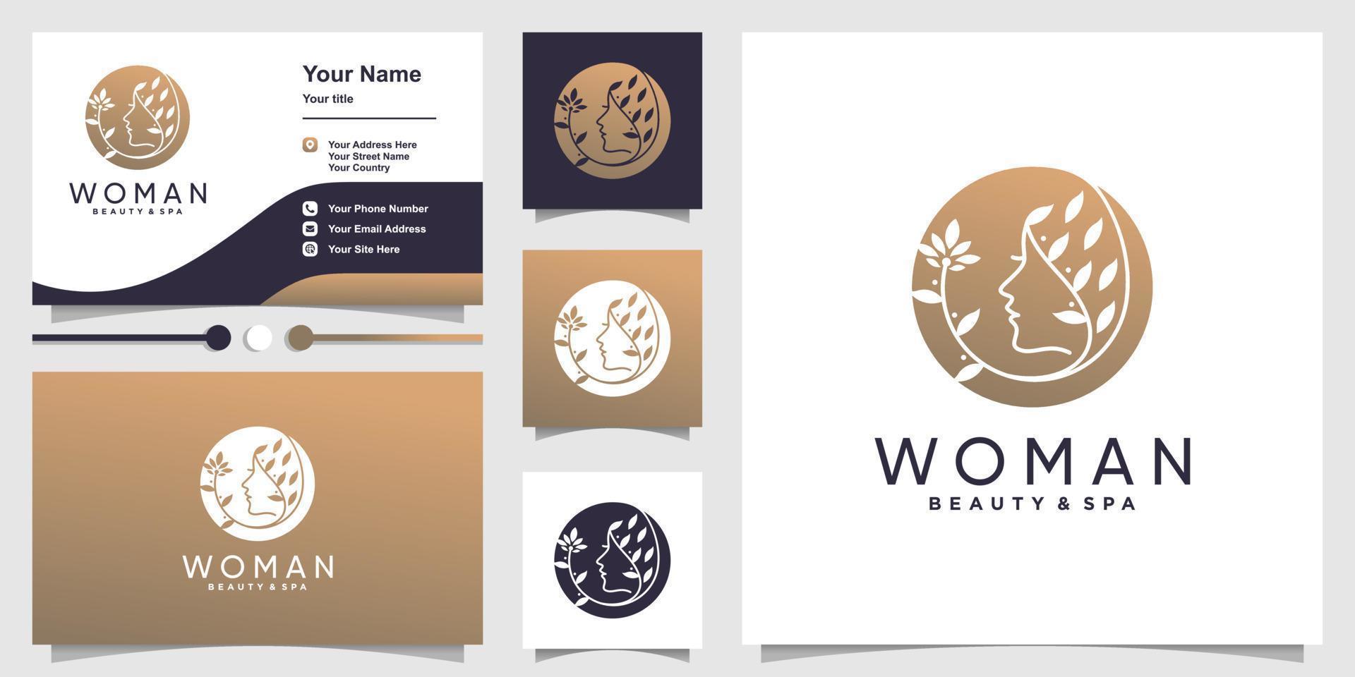 Woman logo with creative unique style Premium Vector