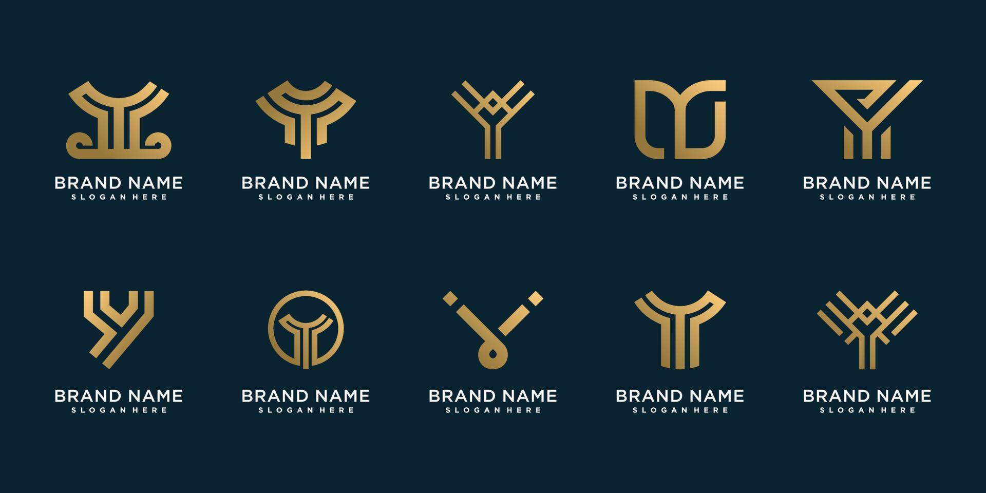 Letter Y logo collection with creative element style Premium Vector