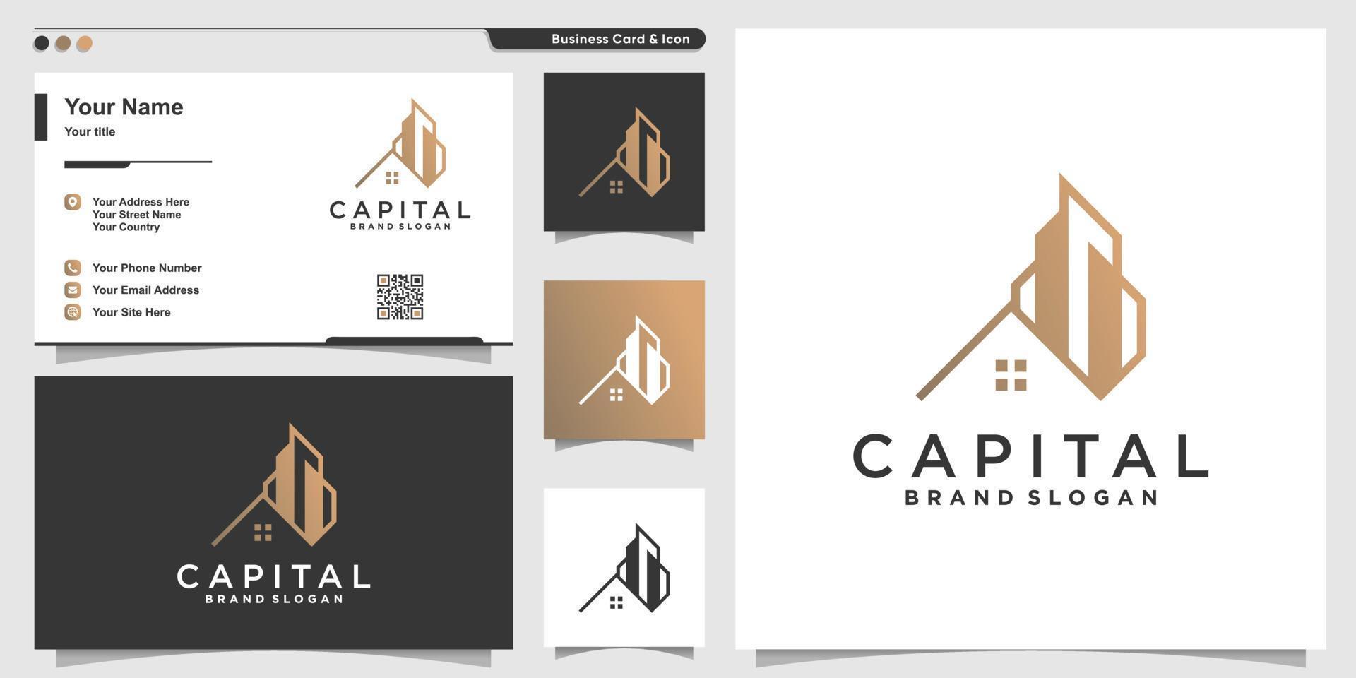 Metropolis logo design capital, apartment, real estate company Premium Vector