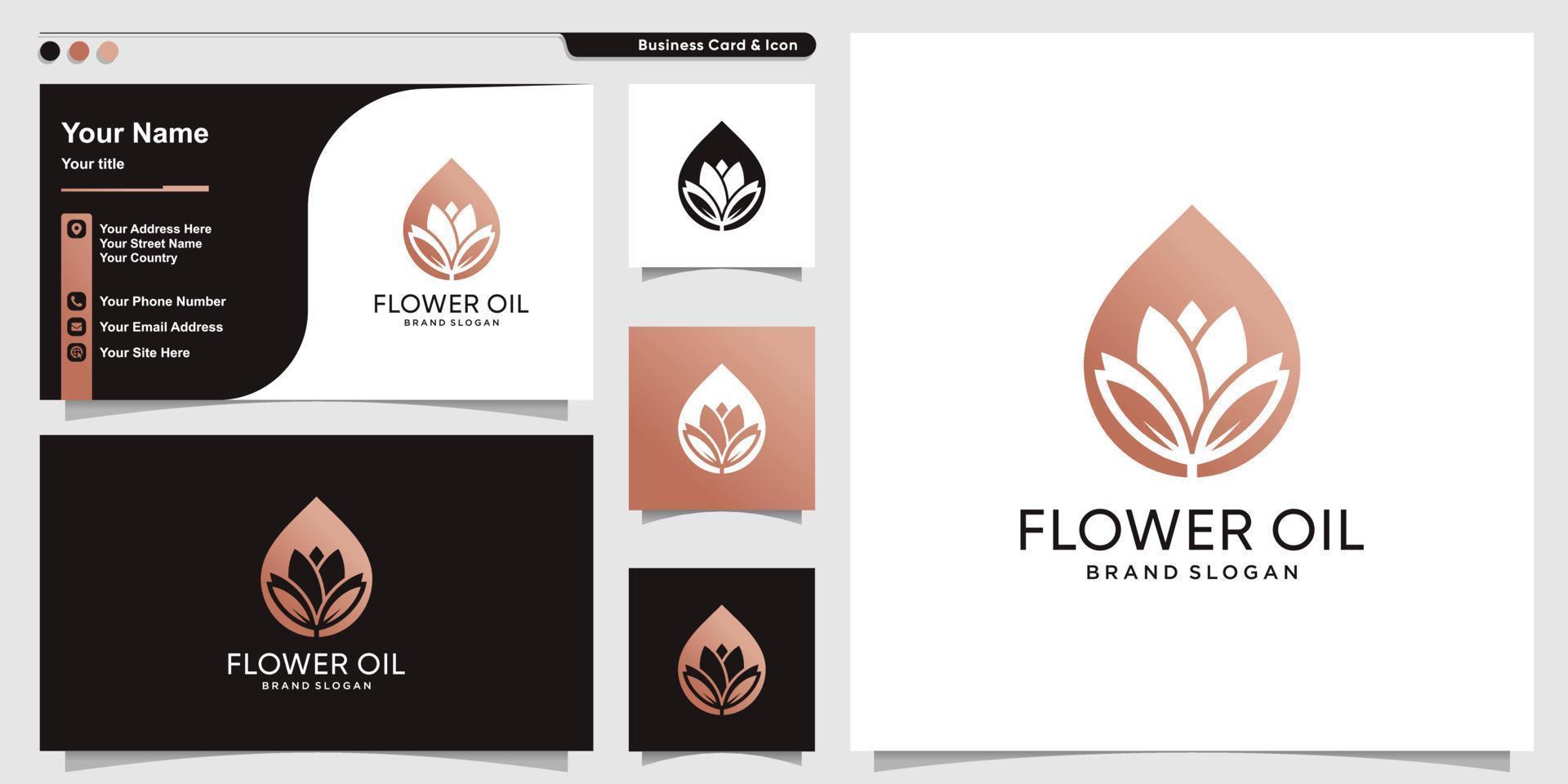 Flower oil logo template with modern abstract concept Premium Vector