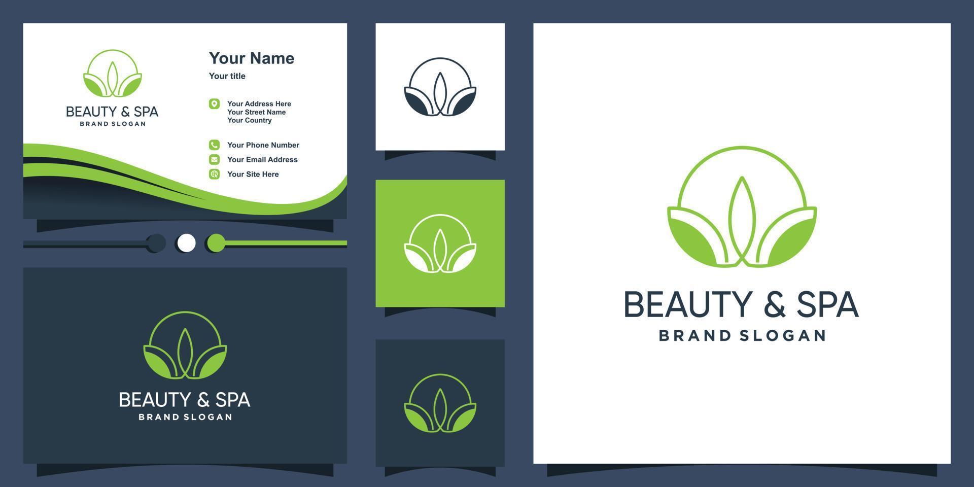 logotipo de belleza y spa con vector premium de estilo único creativo