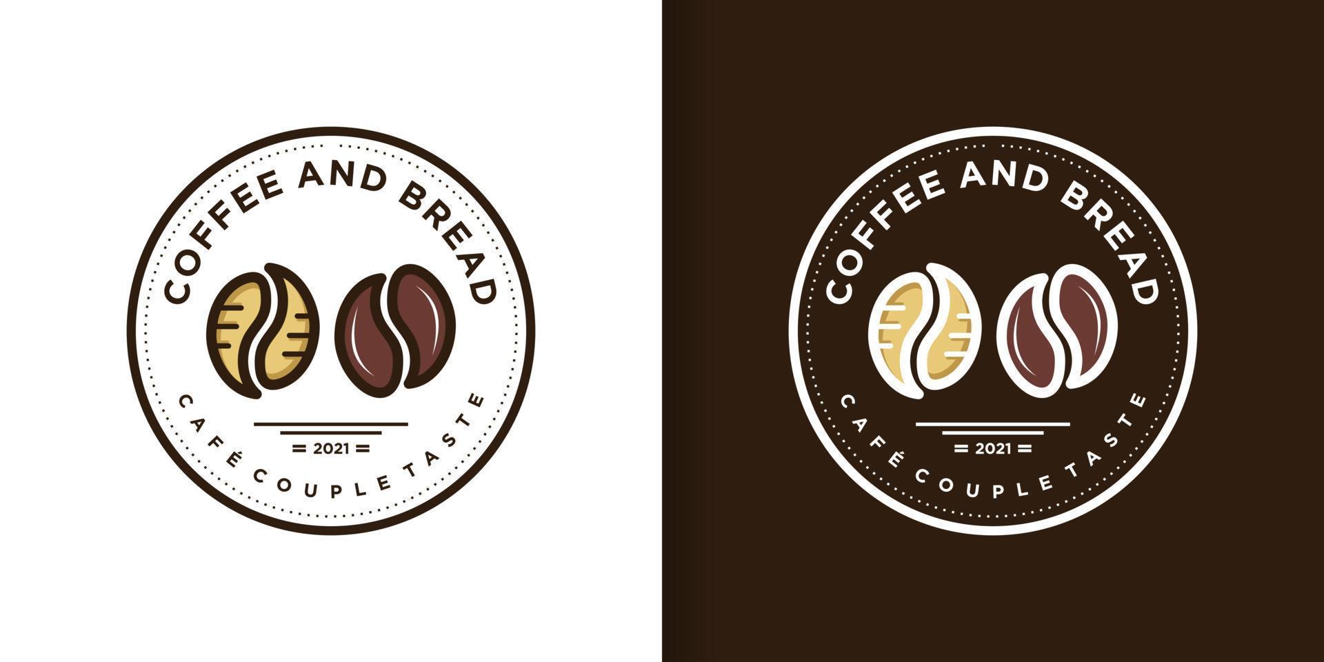 logotipo de café y pan con vector premium de estilo creativo