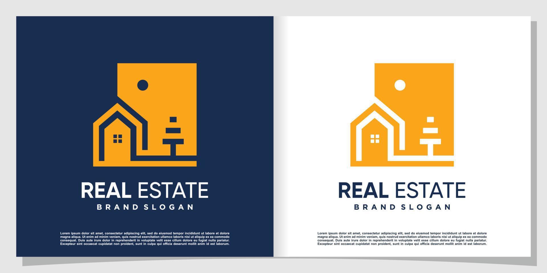 Real estate logo design with creative style Premium Vector