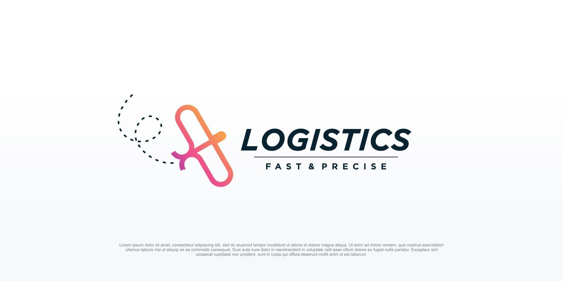 Logistics logo design with cute plane concept Premium Vector