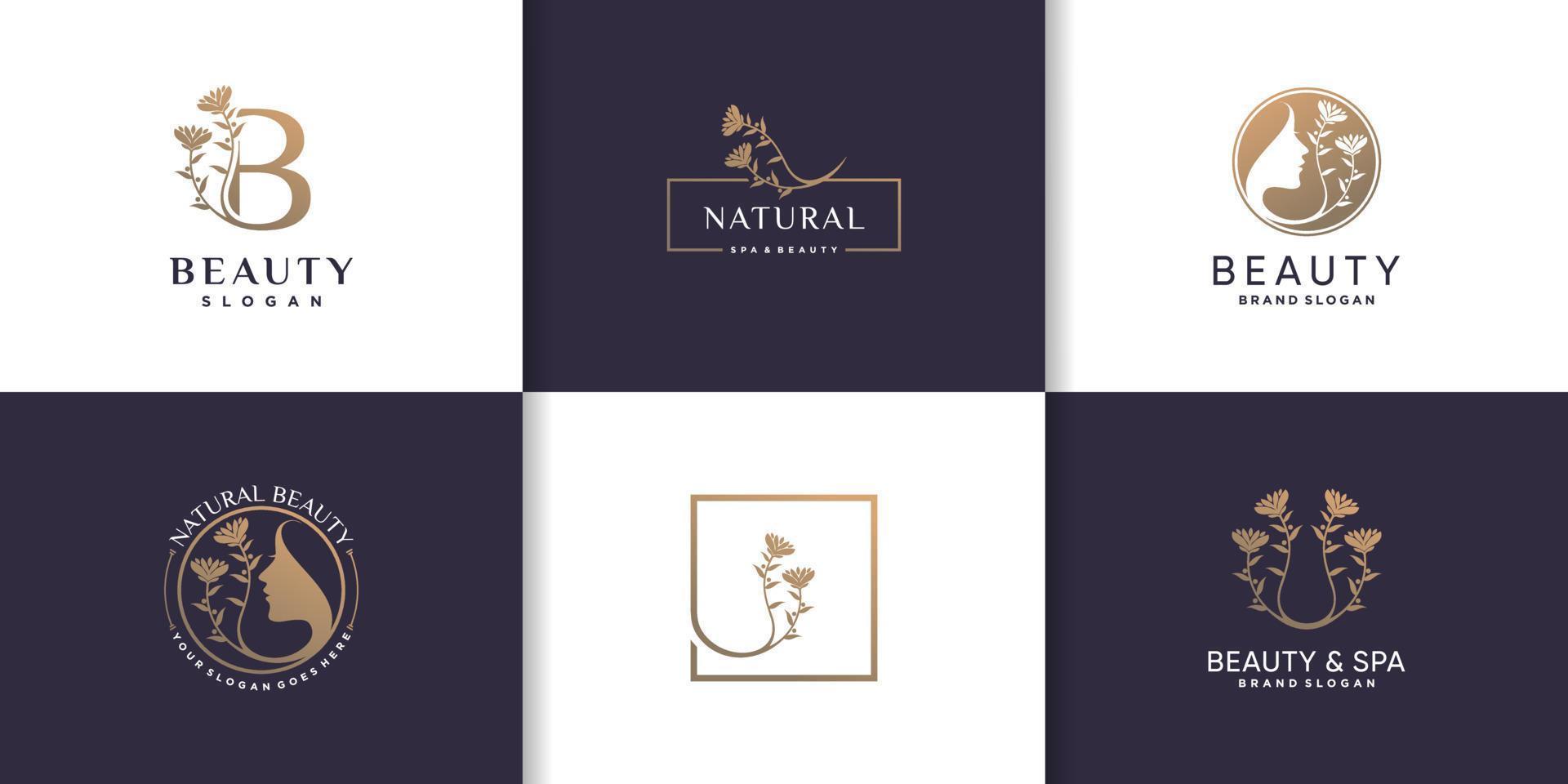 Beauty logo collection with creative element concept Premium Vector