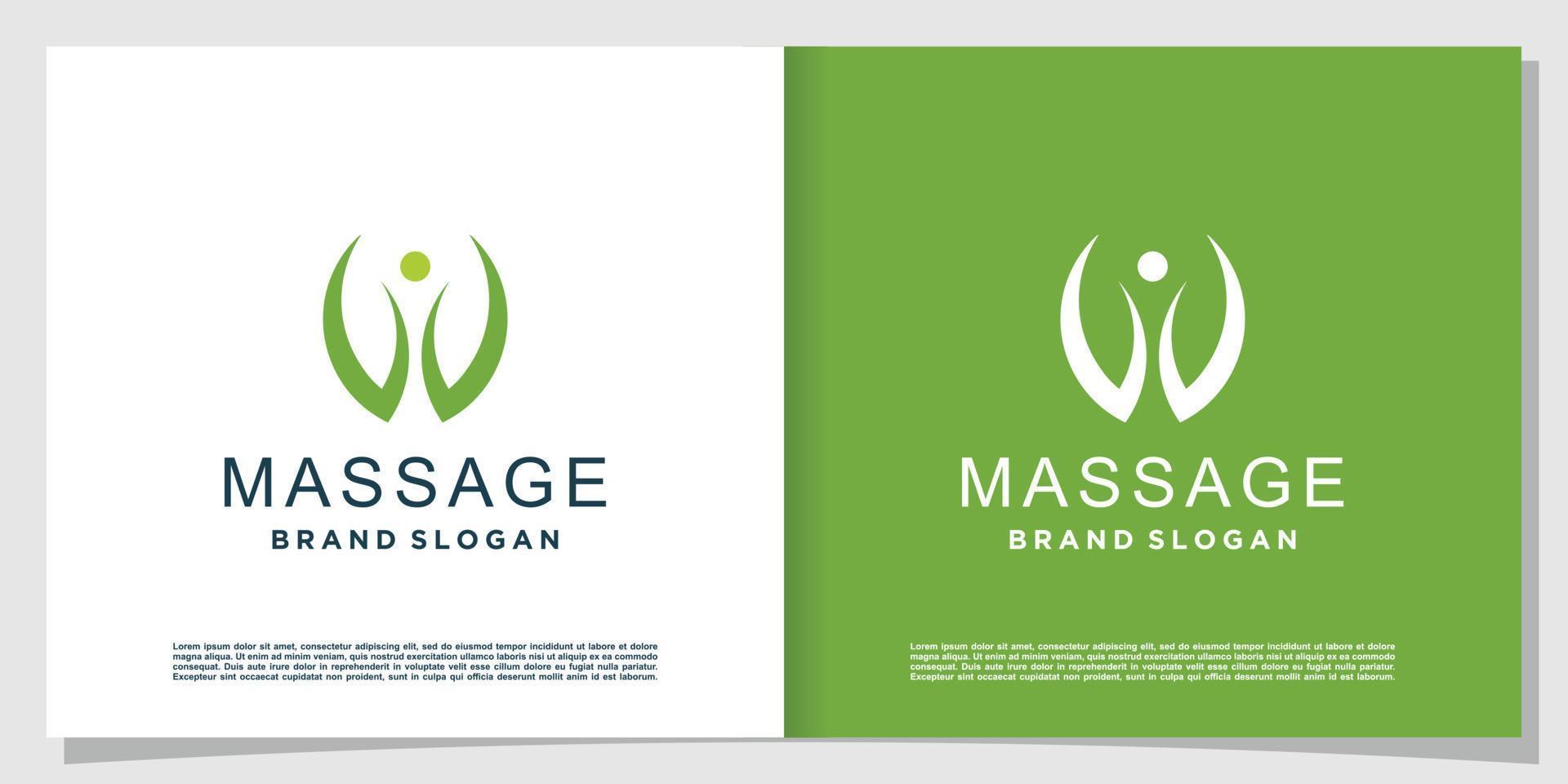 Natural massage logo design with creative concept Premium Vector