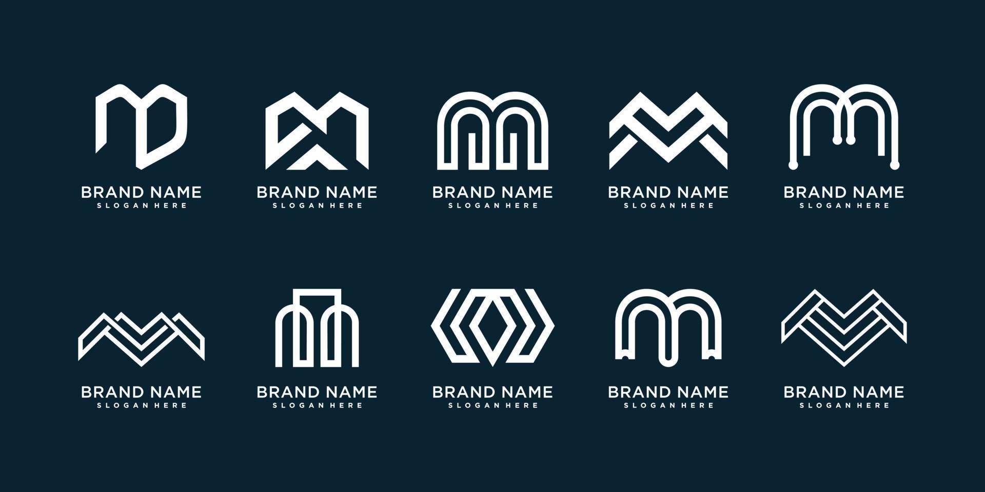 Letter M logo collection with creative element concept Premium Vector