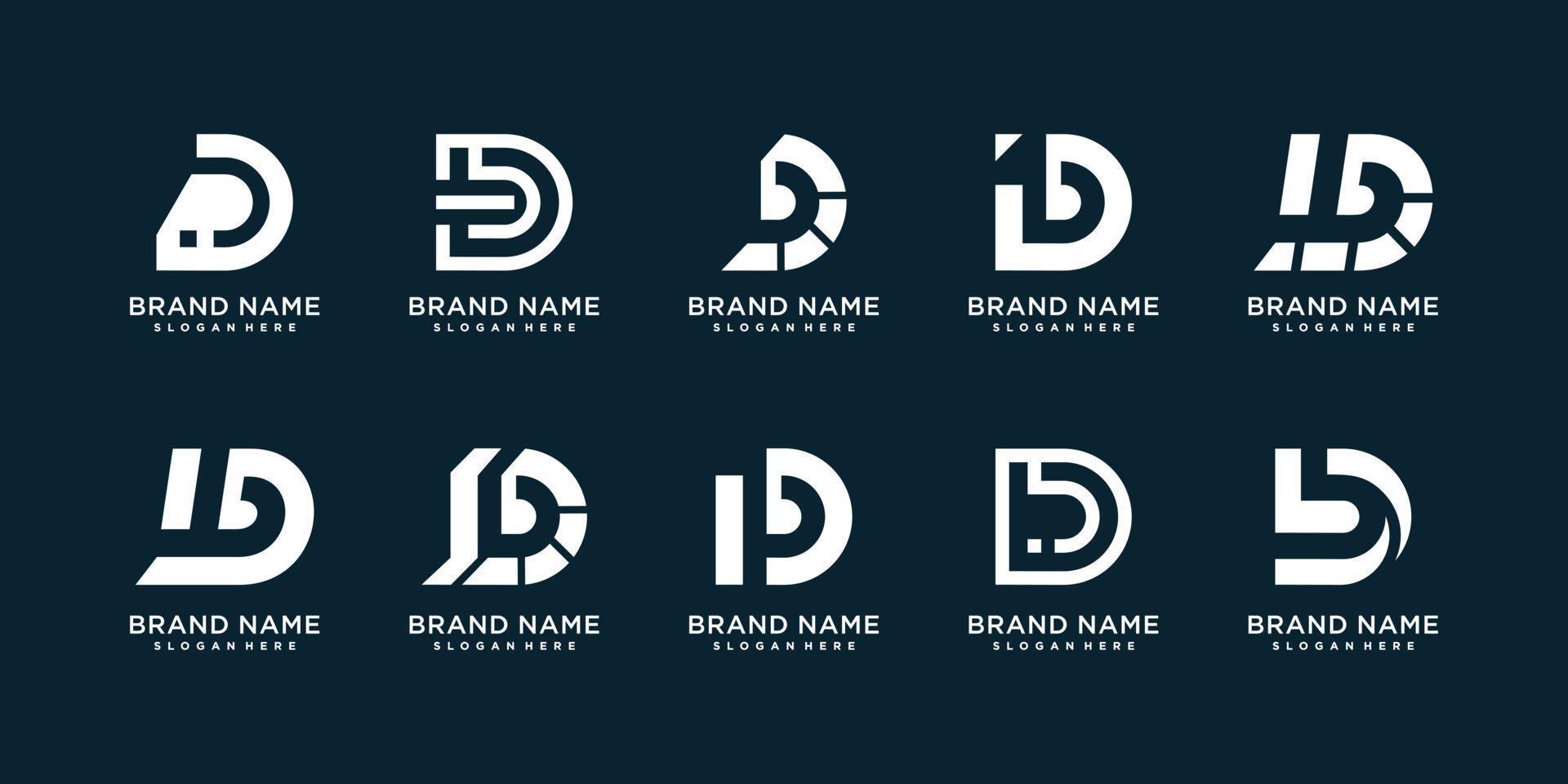 D logo collection with creative concept Premium Vector