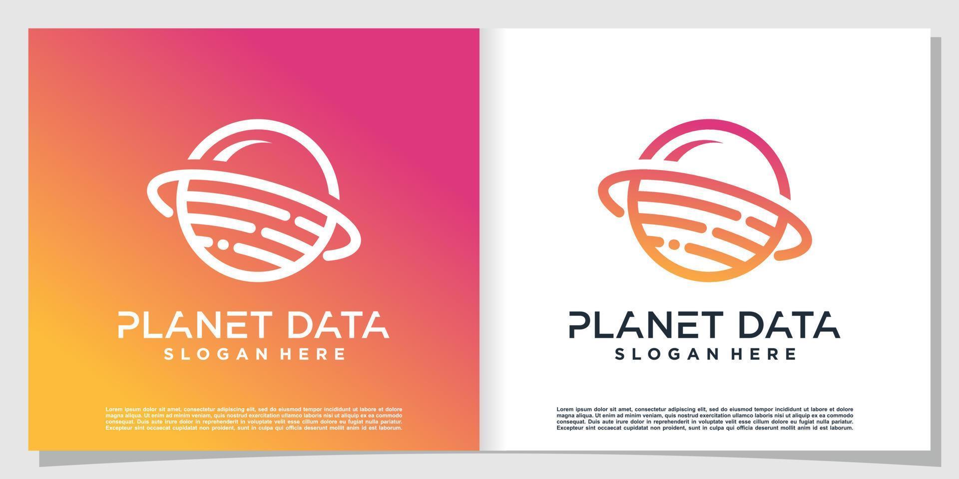 logotipo de datos del planeta con vector premium de concepto moderno