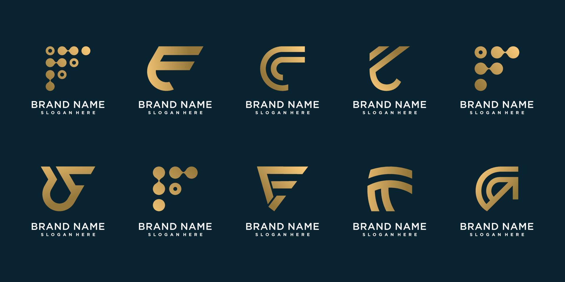 F logo collection with creative element concept Premium Vector