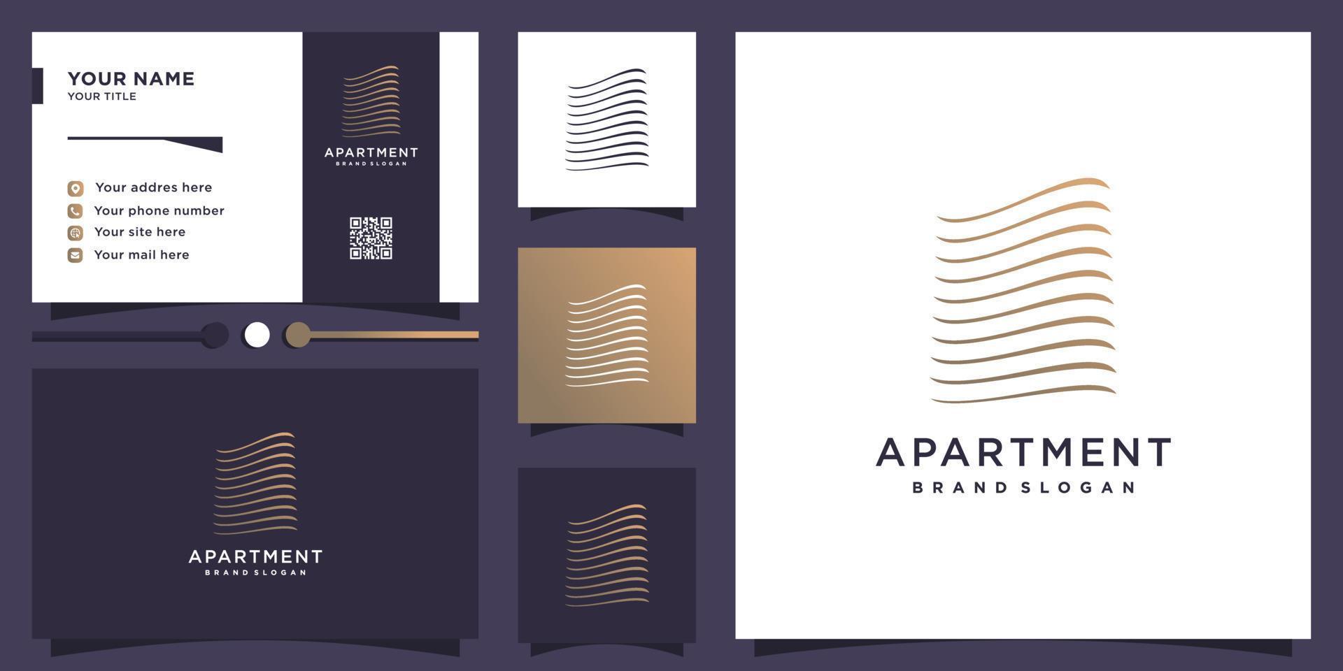 Building logo with creative element Premium Vector