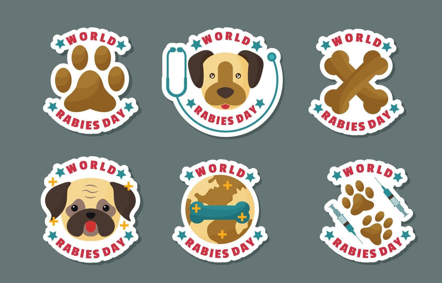 World Rabies Day Sticker Set vector