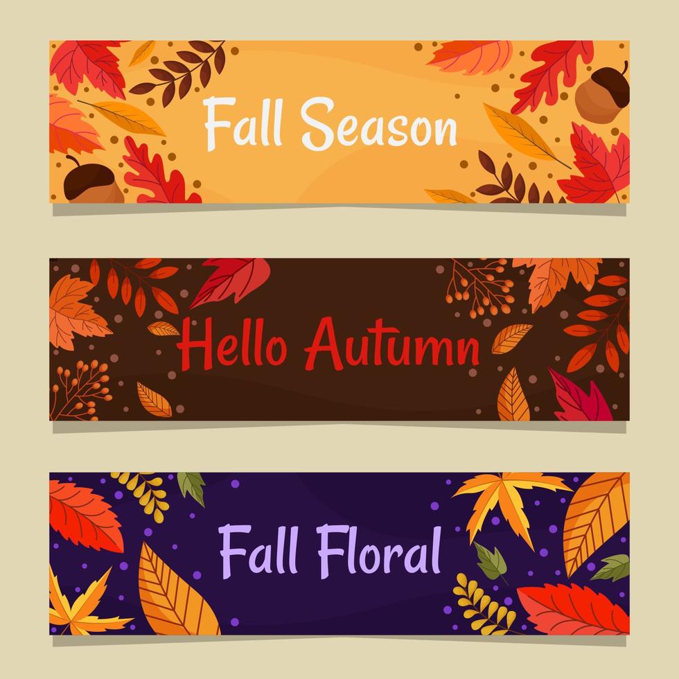 Fall Floral Banner Set vector