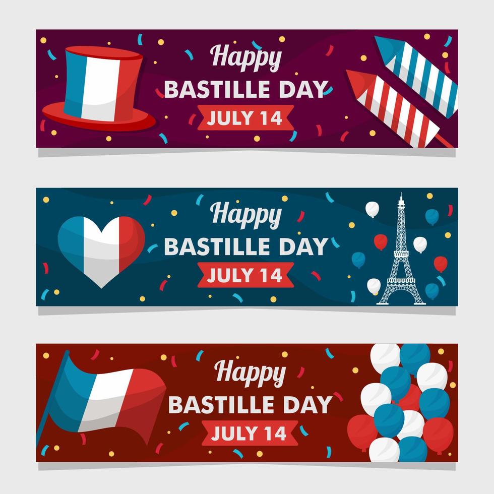 Bastille Day Banner Set vector