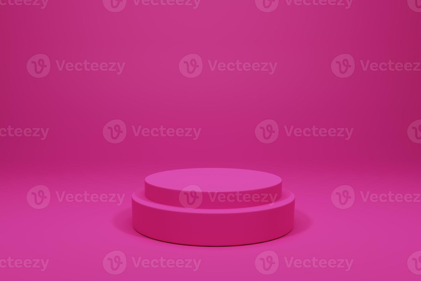 3D rendering pink colour minimal concept cylinder pedestal or podium for product display on empty background. 3D mockup illustration photo