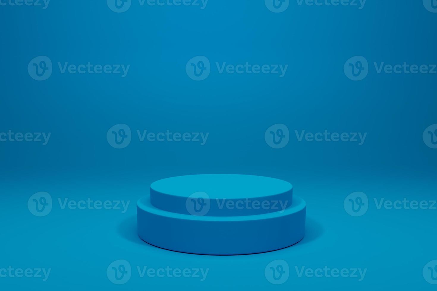 3d rendering product display mockup. Blue colour empty cylinder podium. For exhibition use platform design illustration photo
