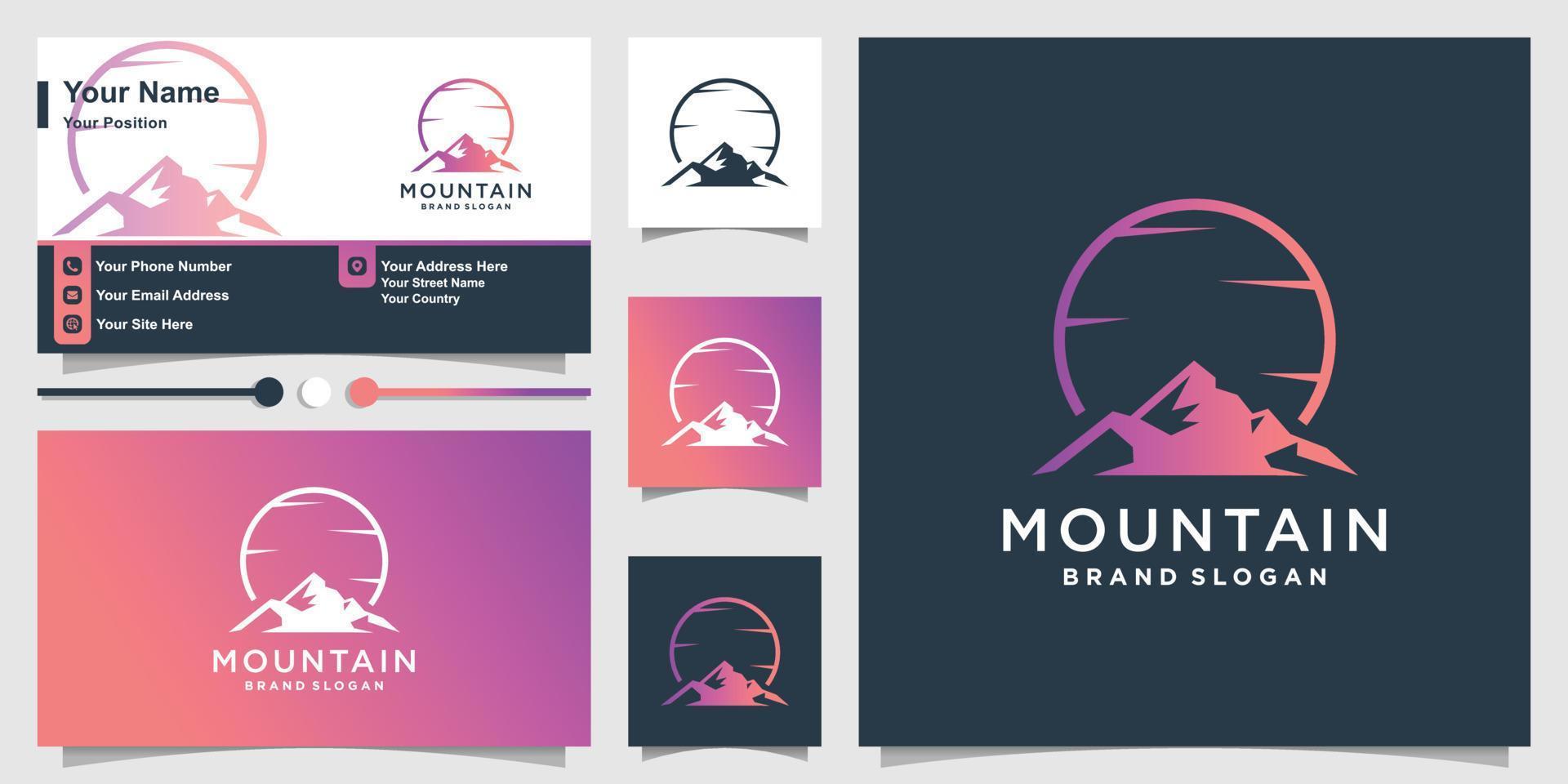 logotipo de montaña con vector premium de estilo creativo moderno