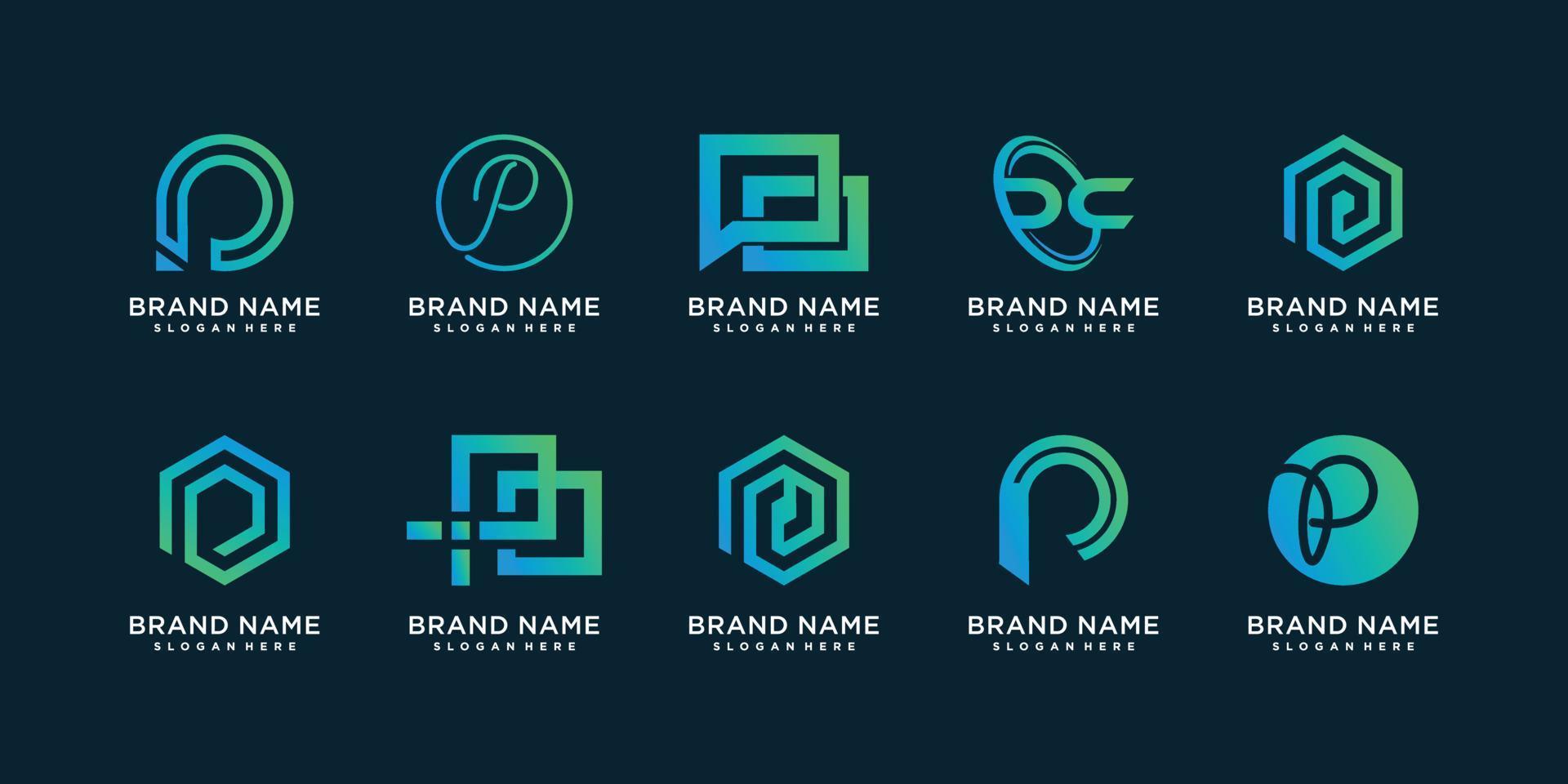 colección de logotipos p con vector premium de estilo creativo moderno