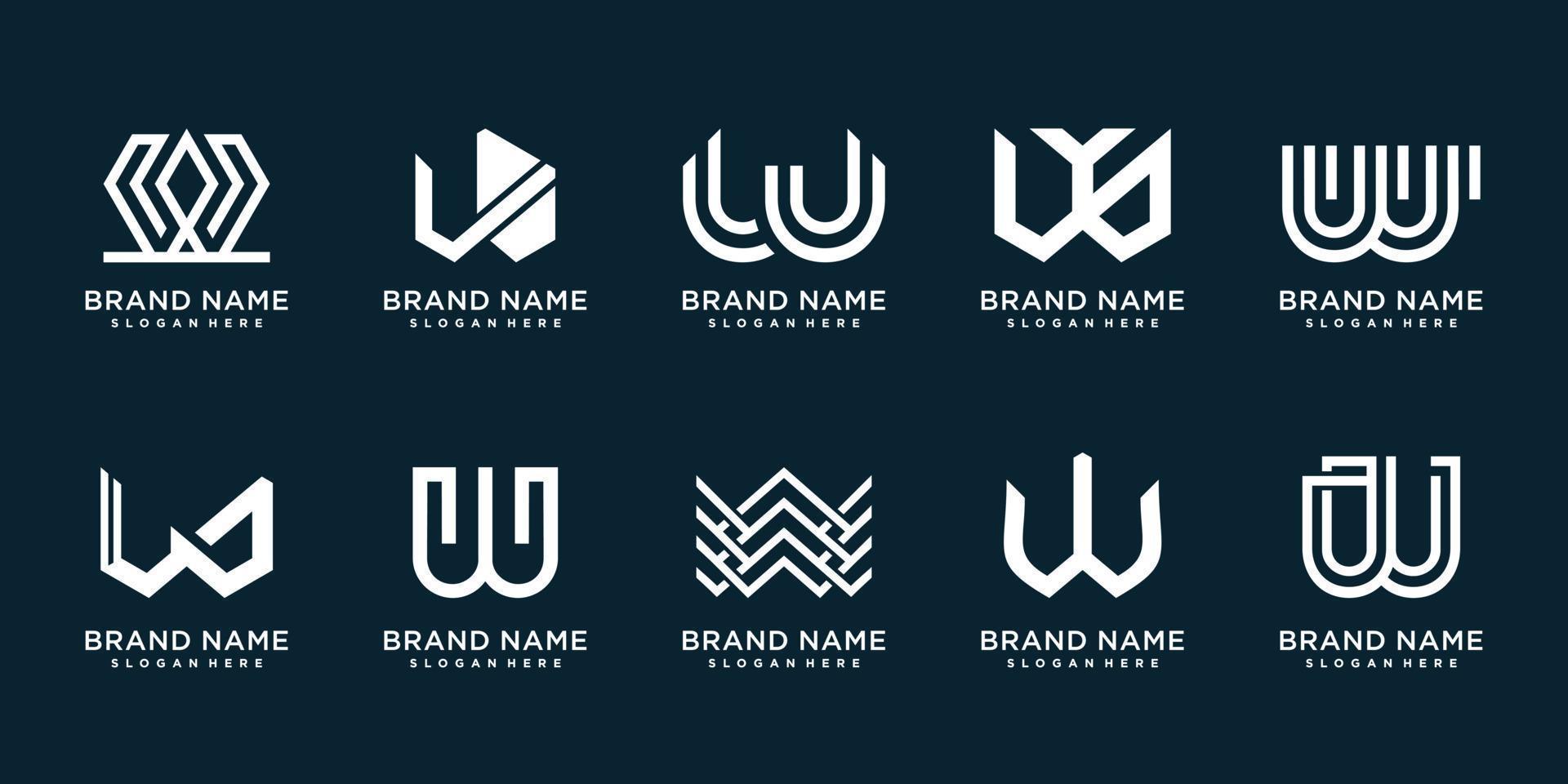 Letter W logo collection with creative abstract element Premium Vector