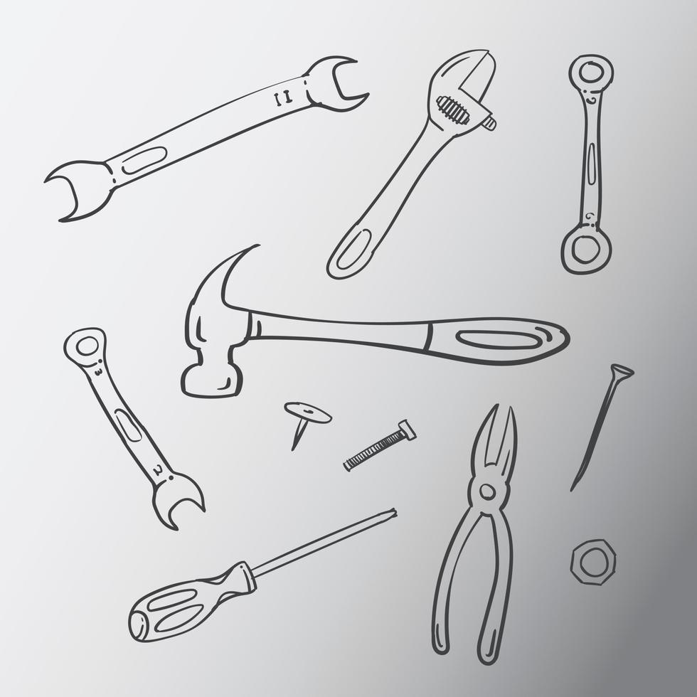 illustration of builder's tools and equipment vector