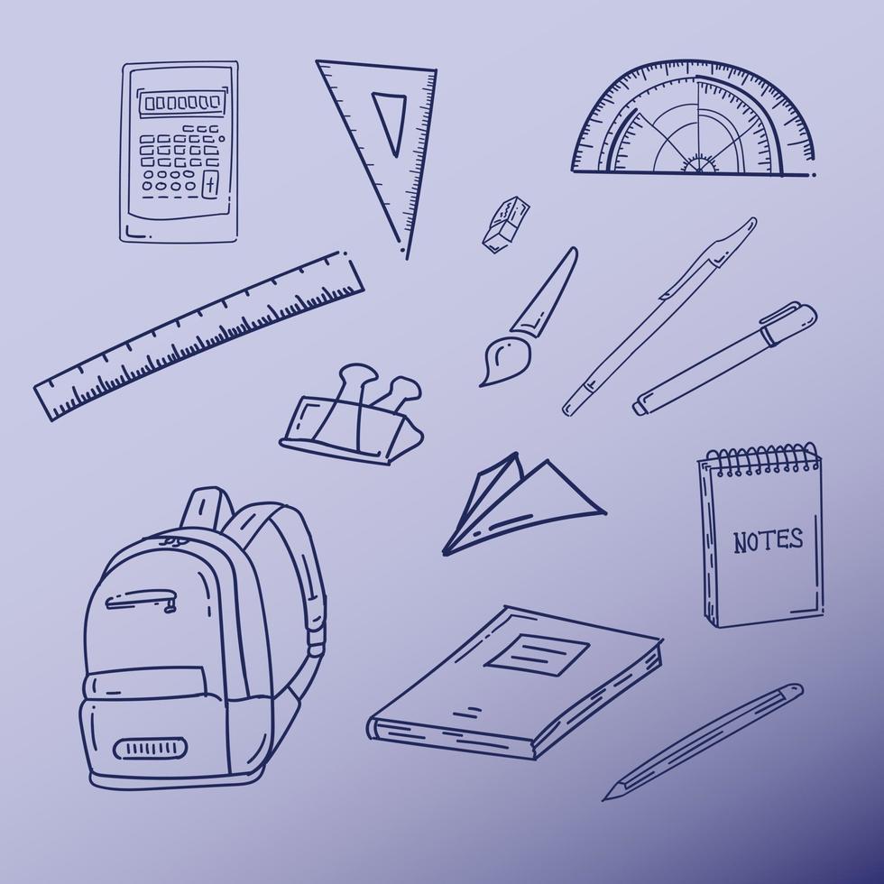 illustration of school supplies and equipment vector