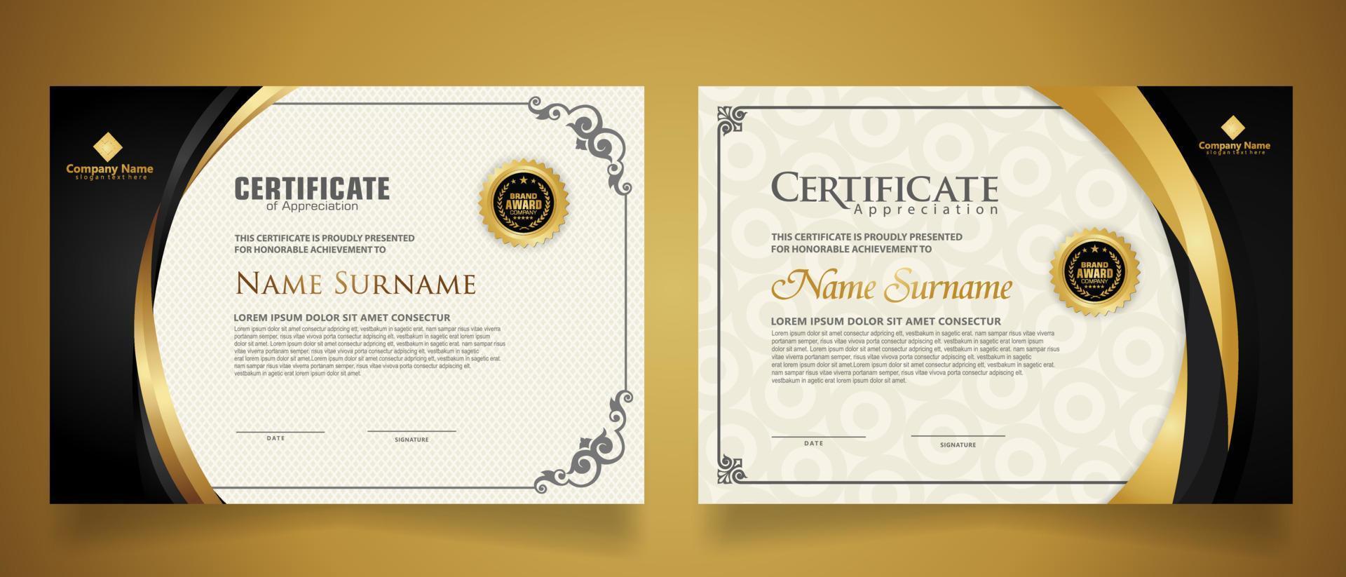 certificate template with classic frame and modern pattern, diploma, vector illustration