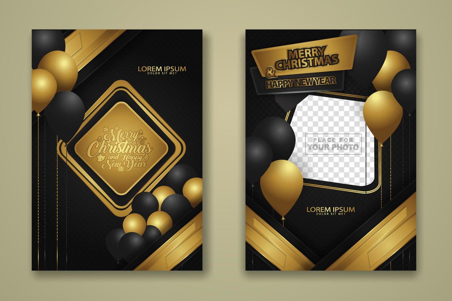 luxury Christmas Poster Template with Shiny Gold and texture background. Vector illustration