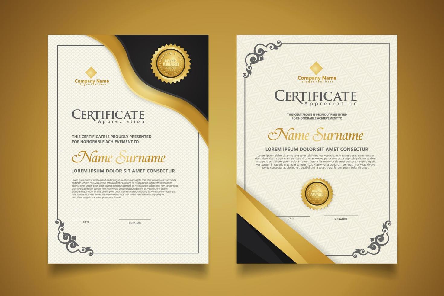 certificate template with classic frame and modern pattern, diploma, vector illustration