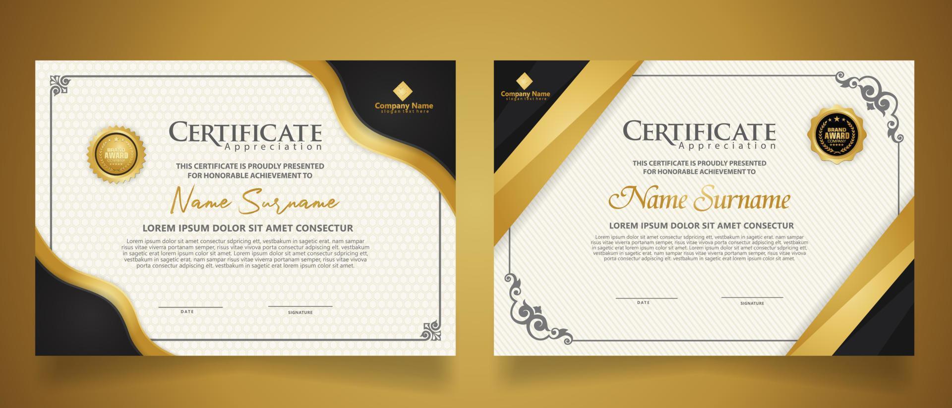 certificate template with classic frame and modern pattern, diploma, vector illustration