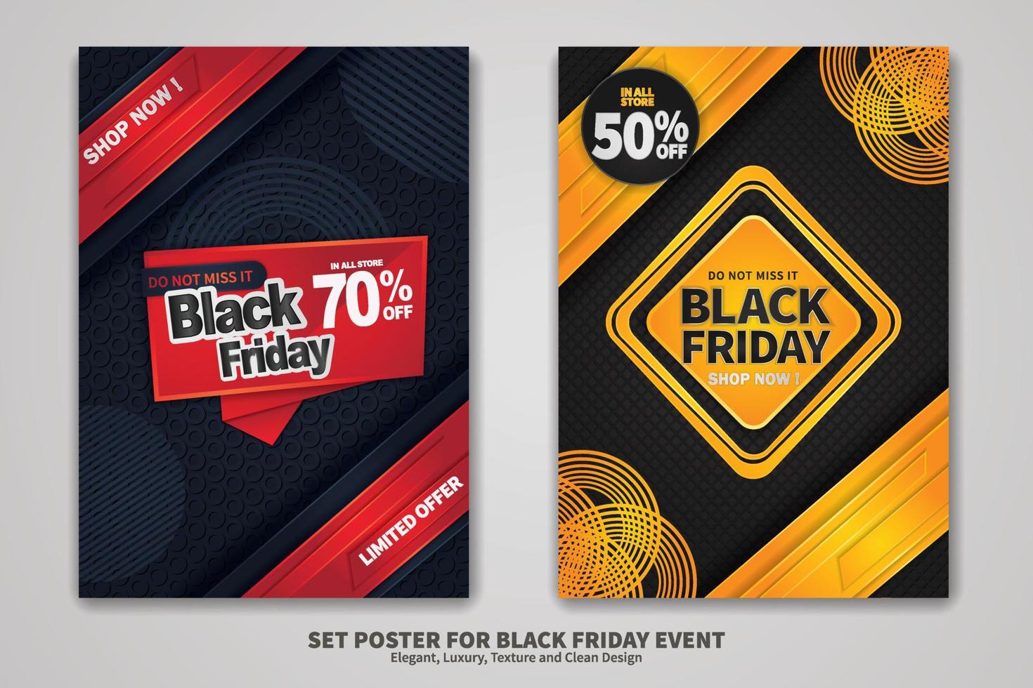 conjunto de diseño de cartel de venta de viernes negro vector