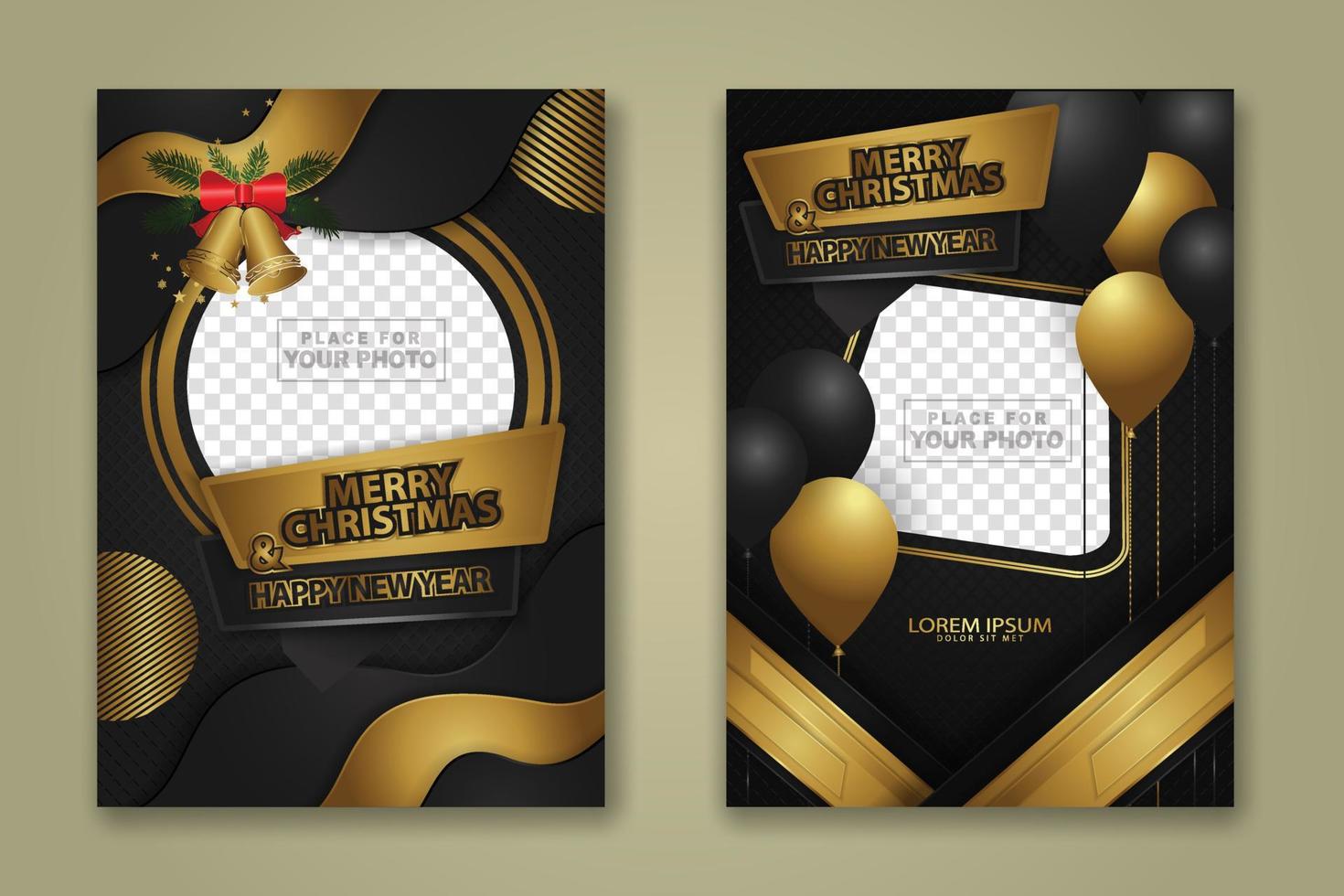 luxury Christmas Poster Template with Shiny Gold and texture background. Vector illustration