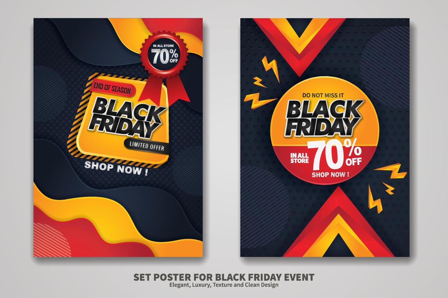 Black Friday Sale poster design set vector