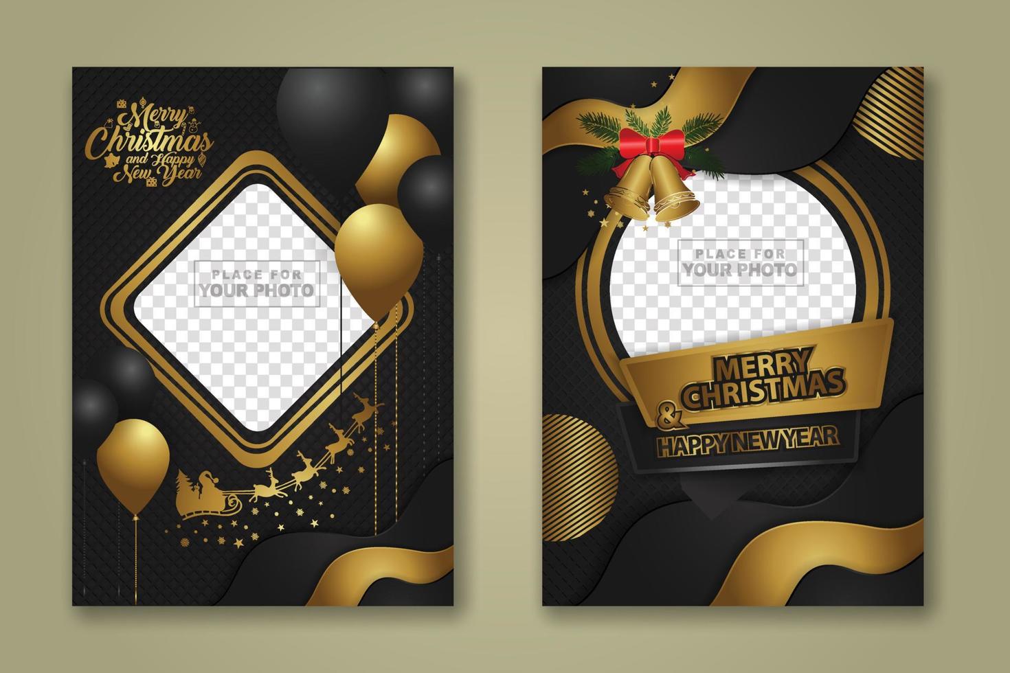 luxury Christmas Poster Template with Shiny Gold and texture background. Vector illustration
