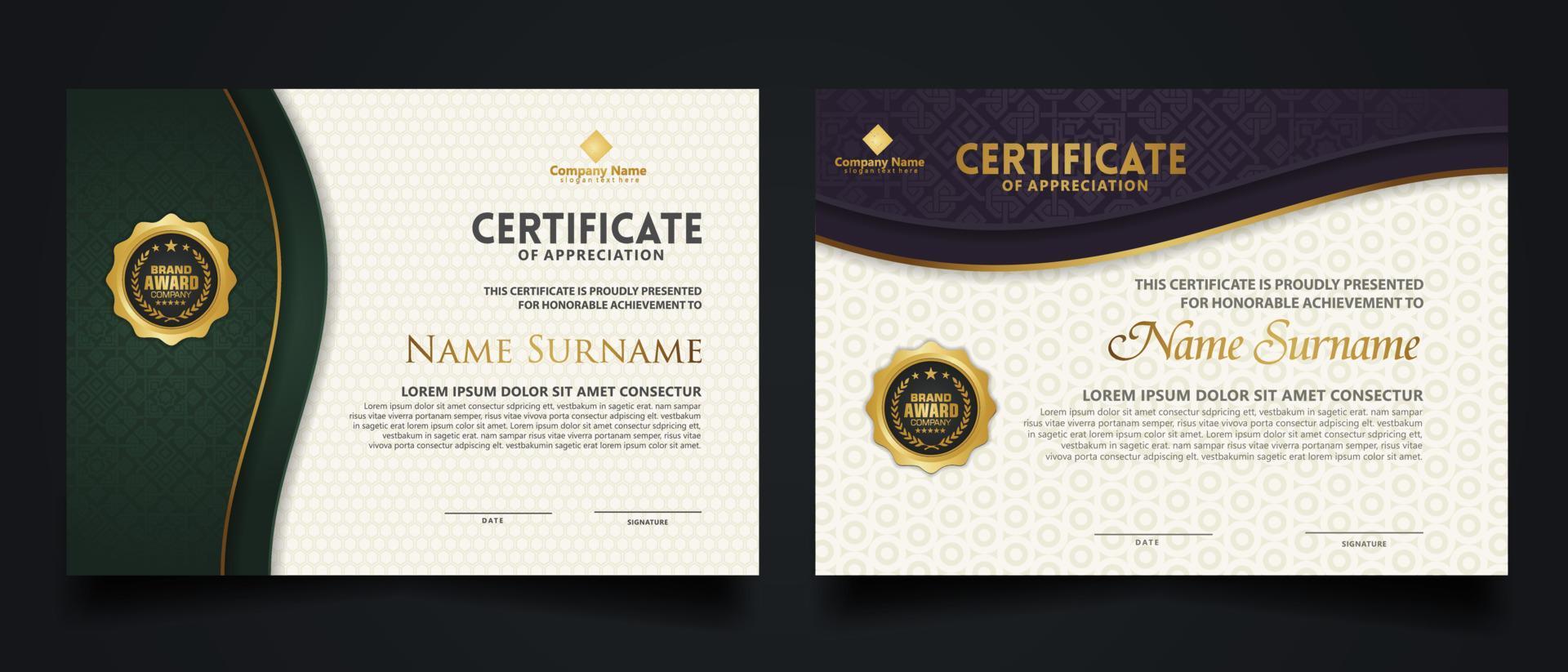 Luxury certificate template with elegant corner frame and realistic texture pattern, diploma Vector illustration