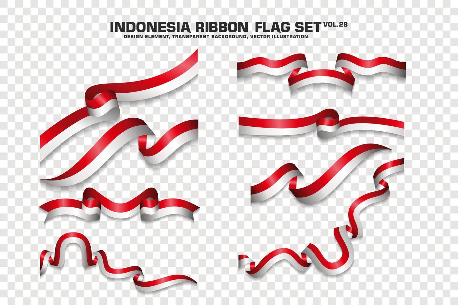 Indonesia Ribbon Flags Set, Element design, 3D style. vector Illustration